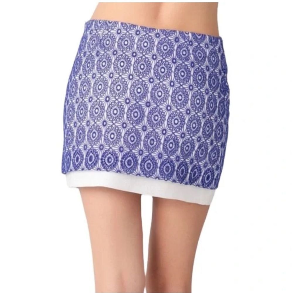 Diane Von Furstenberg DVF Elley Mine Eyelet Mini Skirt Cotton/Silk Women Size 4